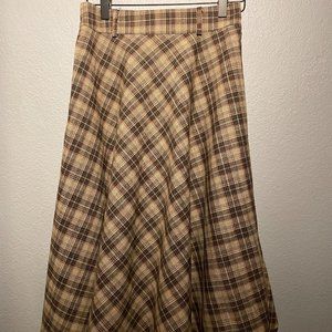 Yestyle Brown Plaid Mid Skirt